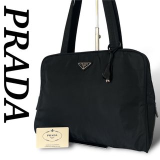 プラダ(PRADA)のプラダ　トートバッグ　肩掛け　A4可　三角ロゴ　南京錠　ブラック　黒　ナイロン(トートバッグ)