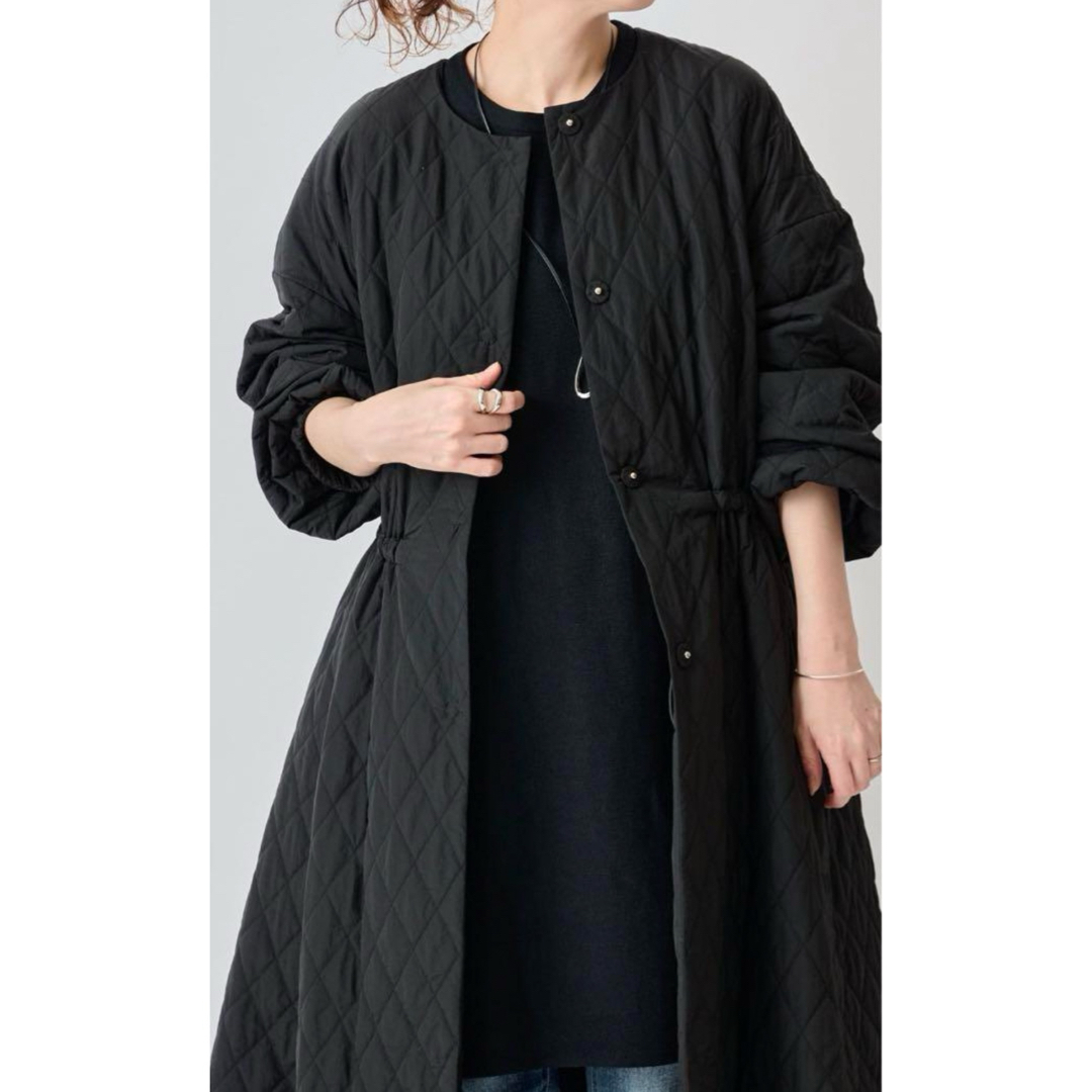 BEARDSLEY 美品 美シルエット!バルーン袖キルトコート ブラック BEARDSLEY 美品 美シルエット!バルーン袖キルトコート ブラック