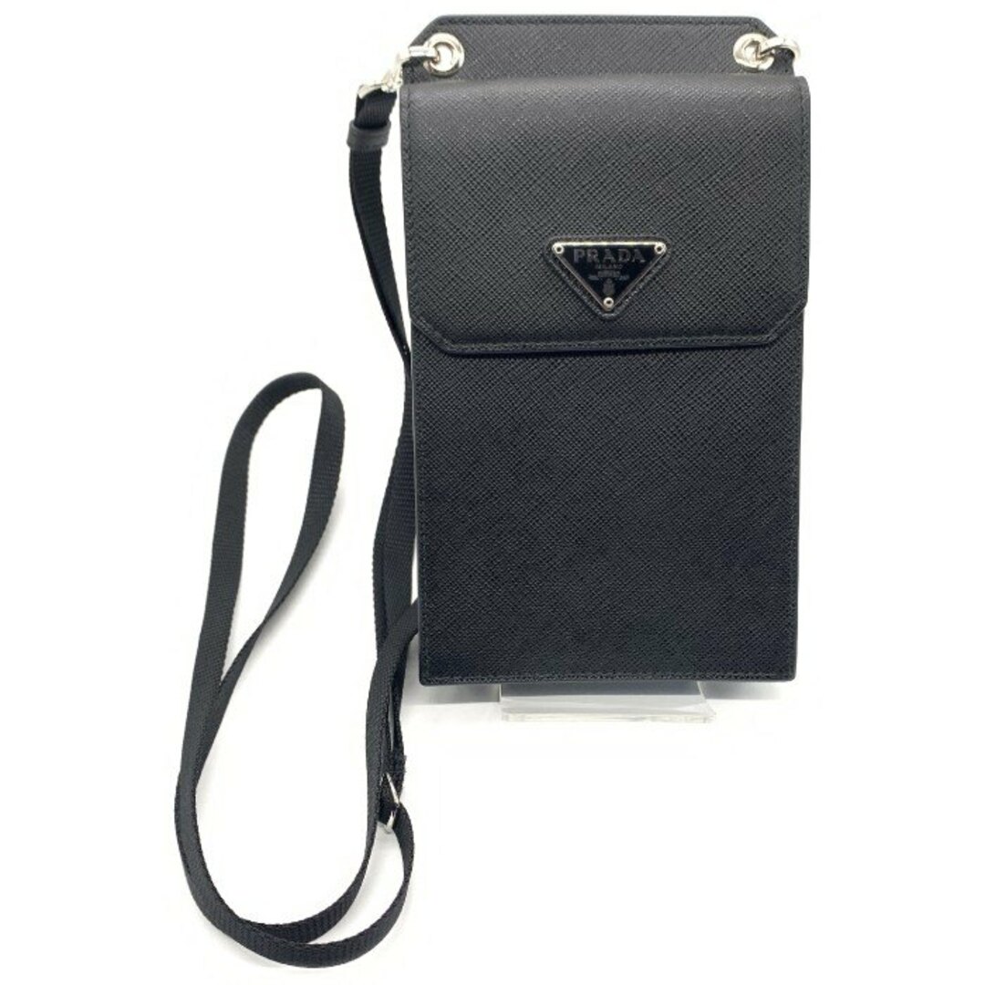 PRADA(プラダ)のPRADA プラダ サフィアーノ レザー スマートフォンケース ブラック ナイロンストラップ 2ZH068 メンズのバッグ(その他)の商品写真