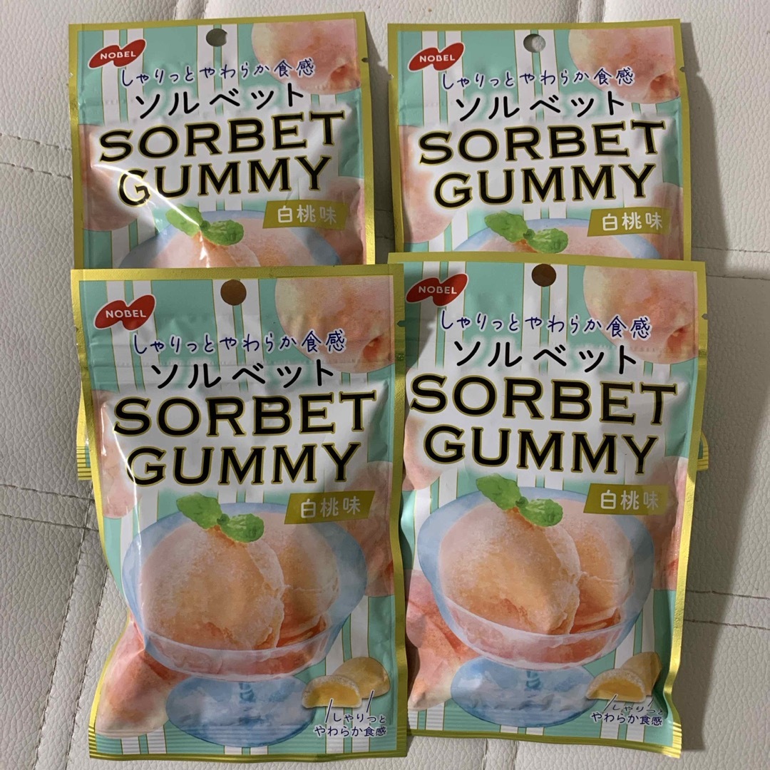 ソルベットグミ　ノーベル製菓 SORBETグミ 白桃味 50g 食品/飲料/酒の食品(菓子/デザート)の商品写真