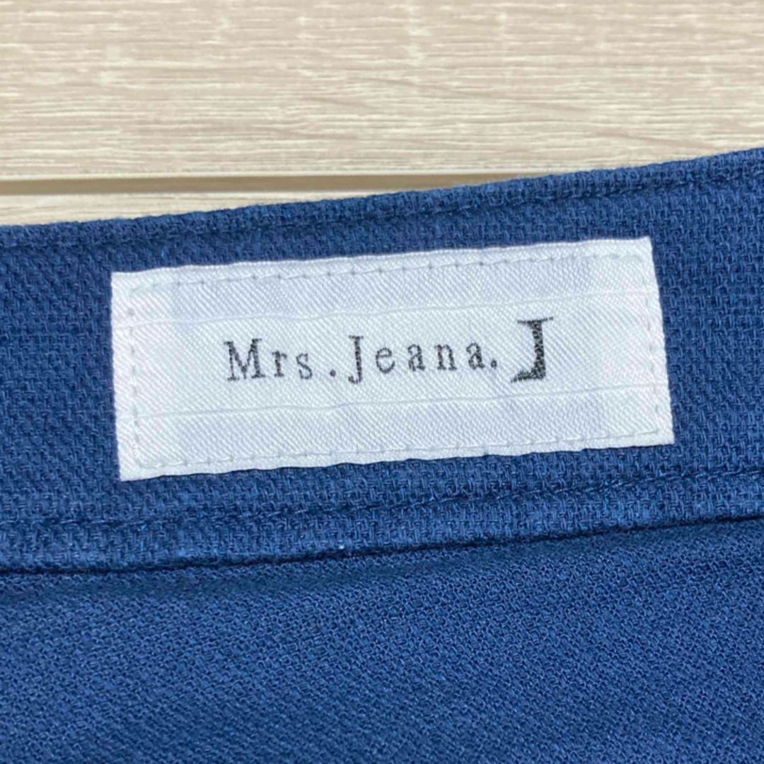 Mrs.Jeana(ミセスジーナ)の🌟ミセスジーナ カジュアルパンツ【S】W61 ストレッチ 綿 麻 ネイビー レディースのパンツ(カジュアルパンツ)の商品写真