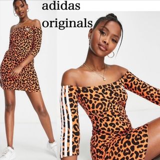 adidas - 【ラスト1点 S-M】adidas originalsレオパ柄オフショルワンピ