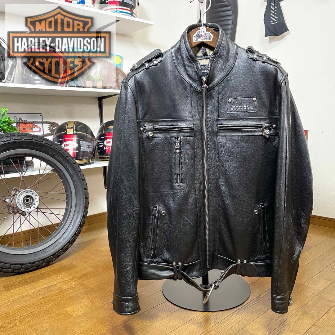 Harley Davidson(ハーレーダビッドソン)の◆世界限定1500着モデル☆ハーレー レザージャケット ブラック/L（XXL相当 自動車/バイクのバイク(装備/装具)の商品写真