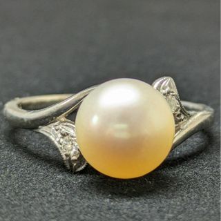 ミキモト(MIKIMOTO)の799 ミキモトパールダイヤリングK14WGホワイトゴールド15号(リング(指輪))