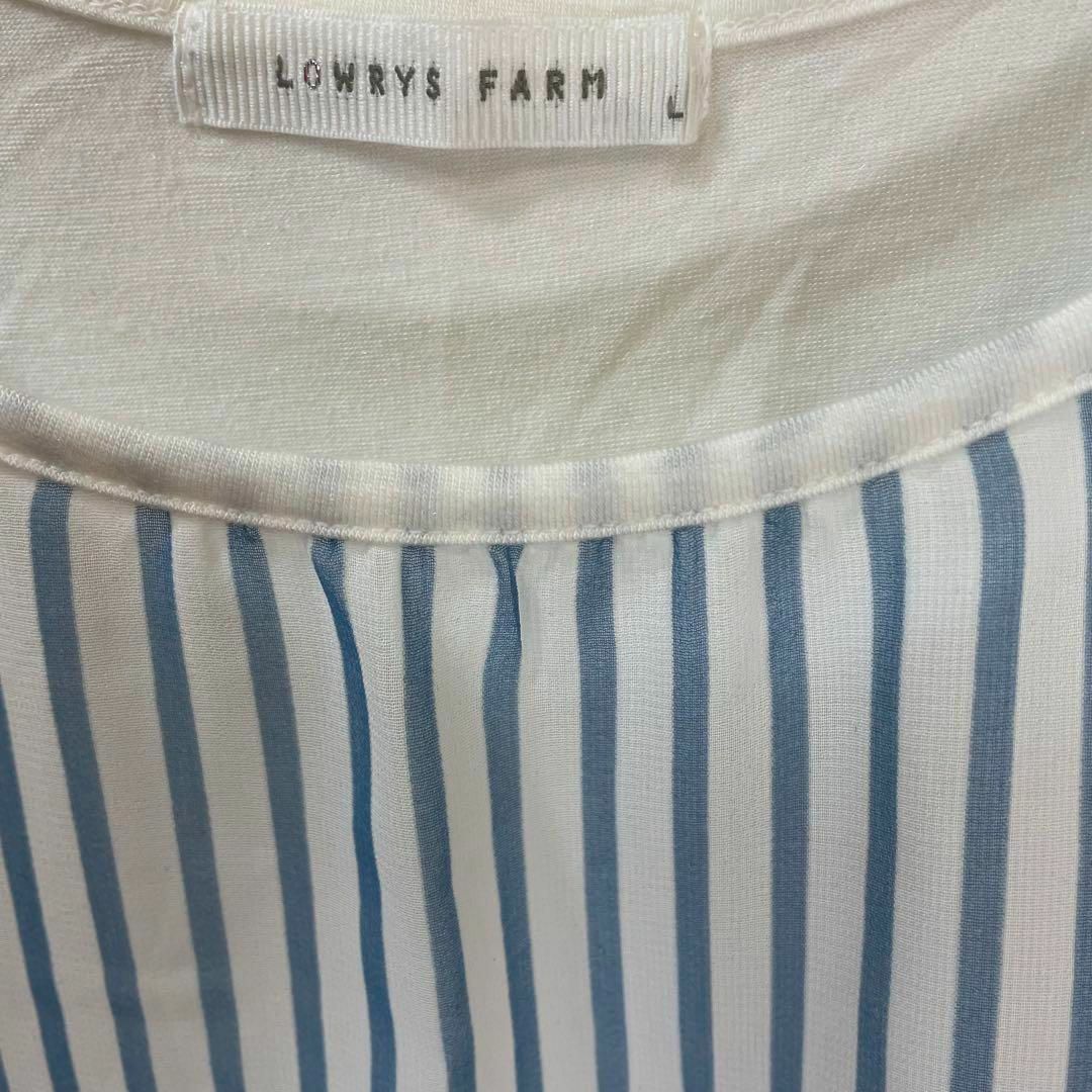 LOWRYS FARM(ローリーズファーム)のLOWRYS FARM 半袖Tシャツ　半袖ブラウス　ストライプ　春夏　薄手　L レディースのトップス(Tシャツ(半袖/袖なし))の商品写真