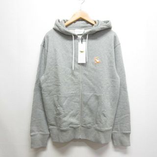 メゾンキツネ(MAISON KITSUNE')のメゾンキツネ ジップアップ スウェット パーカー チラックスフォックス Mグレー(パーカー)