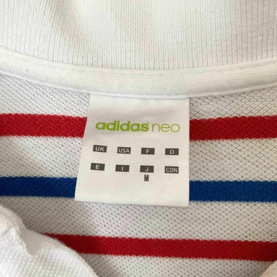 adidas(アディダス)のadidas neo アディダスネオ ポロシャツ ボーダー ロゴ刺繍 綿100％ レディースのトップス(Tシャツ(半袖/袖なし))の商品写真
