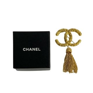 シャネル(CHANEL)の極 美品 箱付 コメあり CHANEL シャネル 93A ヴィンテージ ココマーク ロゴ フリンジ チェーン ブローチ アクセサリー ゴールド 99198(ブローチ/コサージュ)