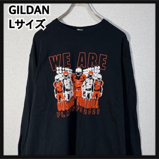 ギルタン(GILDAN)の【ギルダン】ロンT　アメフト　ブラック黒　デカプリント　プレイオフ　オレンジ81(Tシャツ/カットソー(七分/長袖))