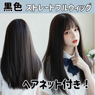 ウィッグ ロング ストレート 黒 セミロング 黒髪 カツラ 女性 ブラック 小顔(ウィッグ)