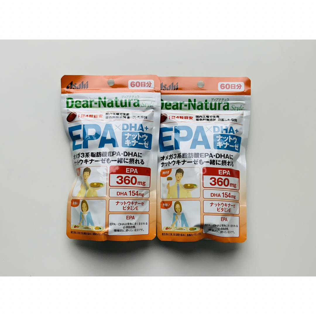 アサヒ(アサヒ)のアサヒ　ディアナチュラ　 EPA×DHA＋ナットウキナーゼ　60日分×2袋 食品/飲料/酒の健康食品(その他)の商品写真