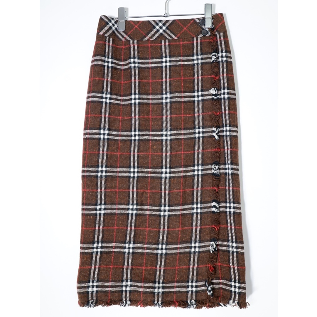 BURBERRY(バーバリー)のBURBERRY LONDON/バーバリー ロンドン レーヨンリネンシルクウール チェックフリンジラップスカート【38】【LSKA73960】 レディースのスカート(その他)の商品写真