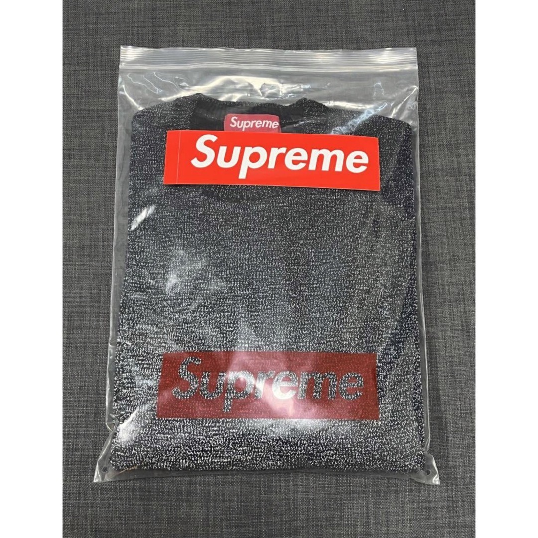 L 黒 Supreme Reflective Sweater Black 新品