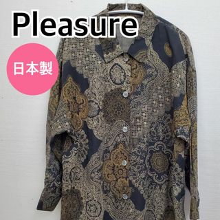 PLEASURES - Pleasure シャツ ブラウス トップス 総柄 黒 黄土色 F【CT146】