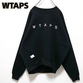 W)taps - 美品 希少 ダブルタップス 刺繍 ロゴ ブラック プルオーバー スウェット