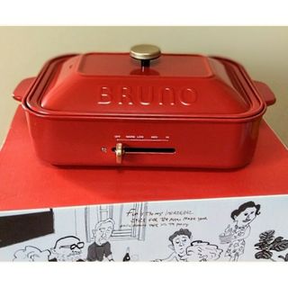 BRUNO コンパクトホットプレート レッド　セラミックコート鍋セット(ホットプレート)