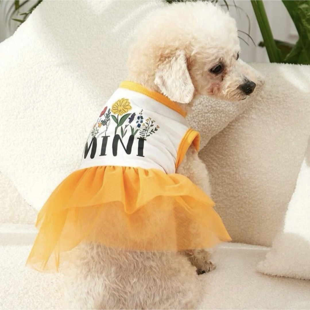 犬服　犬の服　ドッグウェア　ワンピース　S 春　夏　チュール　花柄　可愛い その他のペット用品(犬)の商品写真