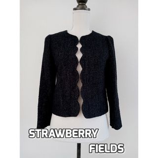 ストロベリーフィールズ(STRAWBERRY-FIELDS)のストロベリーフィールズ　スカラップ　ノーカラージャケット　ツィード(ノーカラージャケット)