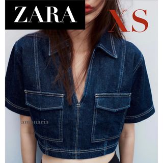 ZARA - 【新品】ZARA デニムクロップドシャツ　デニムシャツ　デニムトップス　ブラウス