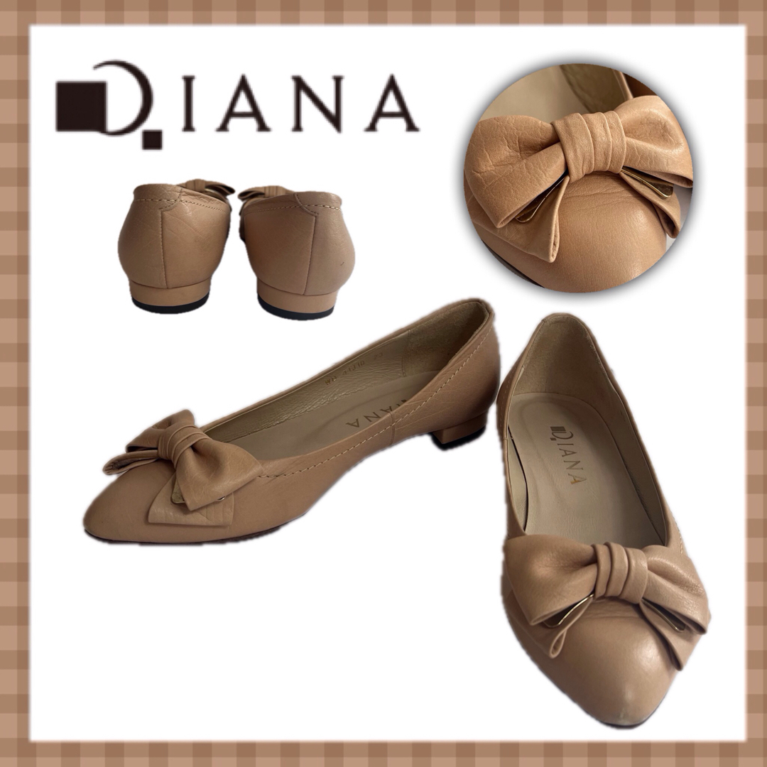 DIANA(ダイアナ)の【ダイアナ】ベージュ低ヒールリボンパンプス 23cm レディースの靴/シューズ(ハイヒール/パンプス)の商品写真