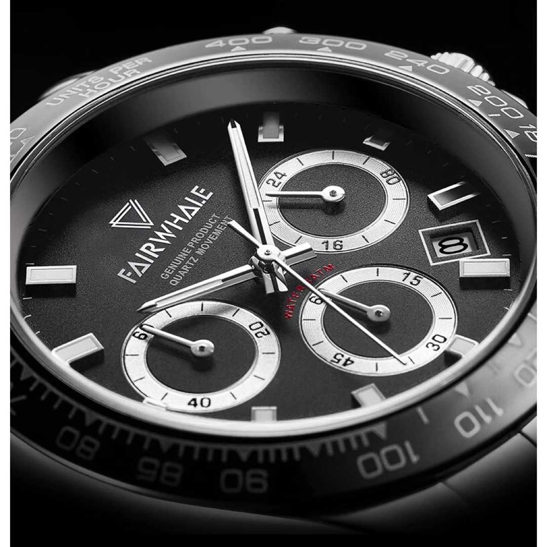 日本未入荷⚡️新品⚡️メンズ腕時計！クロノグラフ 黒 ❤️オメガファンに人気 メンズの時計(腕時計(アナログ))の商品写真
