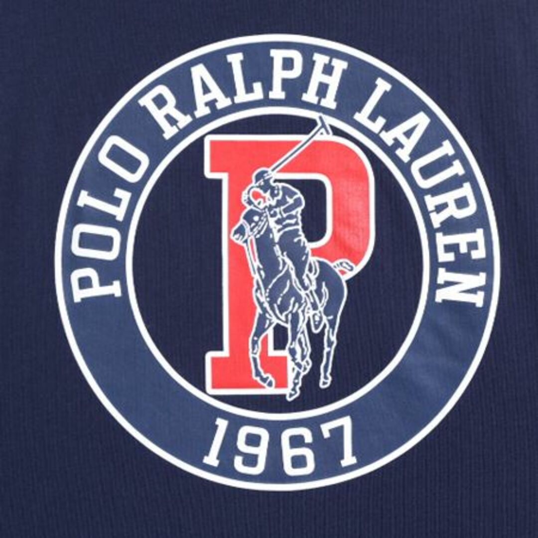 Ralph Lauren(ラルフローレン)のポロ ラルフローレン ビッグポニー 両面 プリント 長袖 Tシャツ M / 古着 ポケット付き Pロゴ ロンT ポケT バックプリント クルーネック 紺 メンズのトップス(Tシャツ/カットソー(七分/長袖))の商品写真