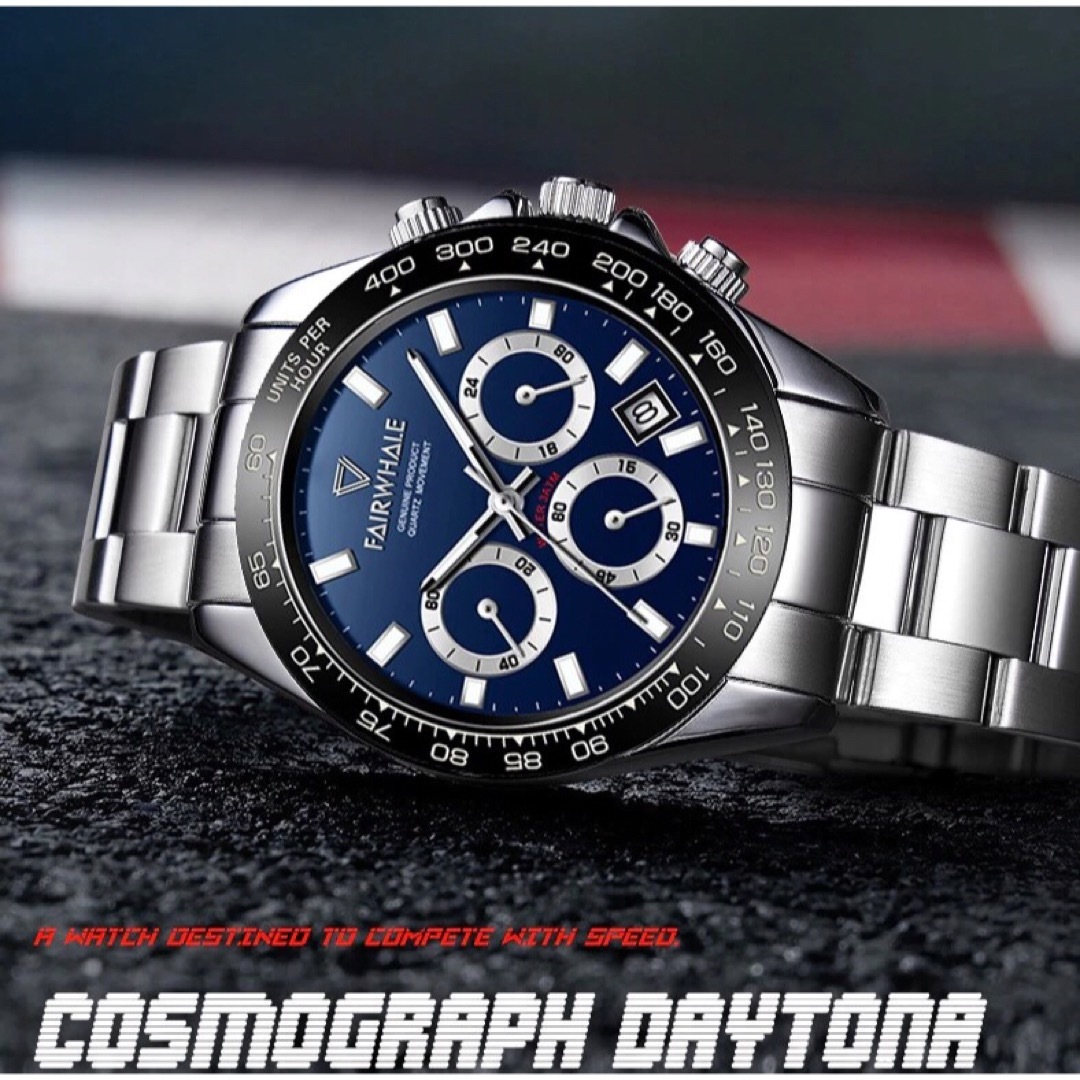 日本未入荷⚡️新品⚡️メンズ腕時計！クロノグラフ 青 ブライトリングファンに人気 メンズの時計(腕時計(アナログ))の商品写真
