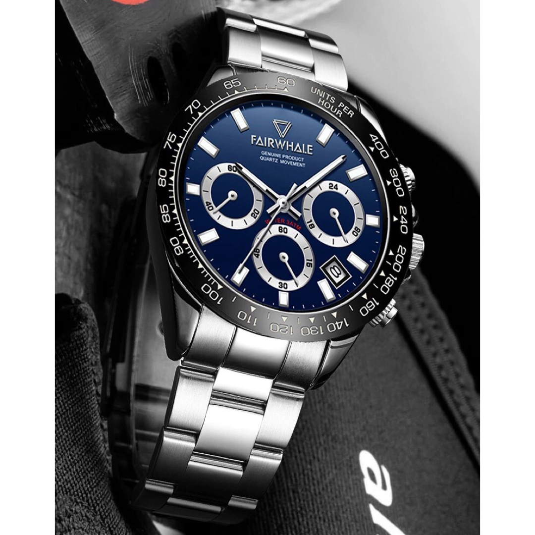日本未入荷⚡️新品⚡️メンズ腕時計！クロノグラフ 青 ブライトリングファンに人気 メンズの時計(腕時計(アナログ))の商品写真