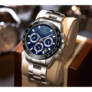 日本未入荷⚡️新品⚡️メンズ腕時計！クロノグラフ 青 ブライトリングファンに人気(腕時計(アナログ))