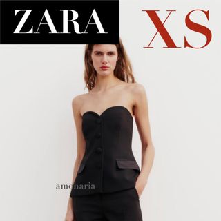 ザラ(ZARA)の【3/20まで限定出品＊新品】ZARA コントラストサテンビスチェ　ビスチェ(ベアトップ/チューブトップ)