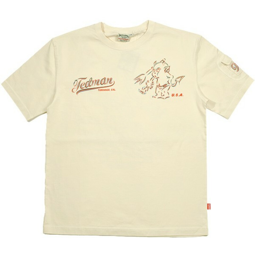 TEDMAN(テッドマン)のテッドマン/Tシャツ/ホワイト/TDSS-565/エフ商会/カミナリモータース メンズのトップス(Tシャツ/カットソー(半袖/袖なし))の商品写真