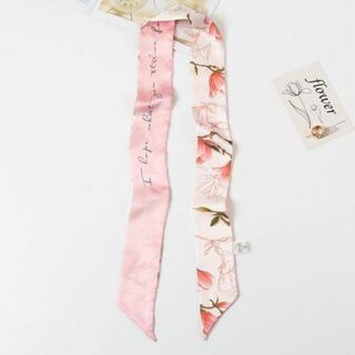 リボン スカーフ 花 ピンク プレゼント ロング バッグ 上品(バンダナ/スカーフ)