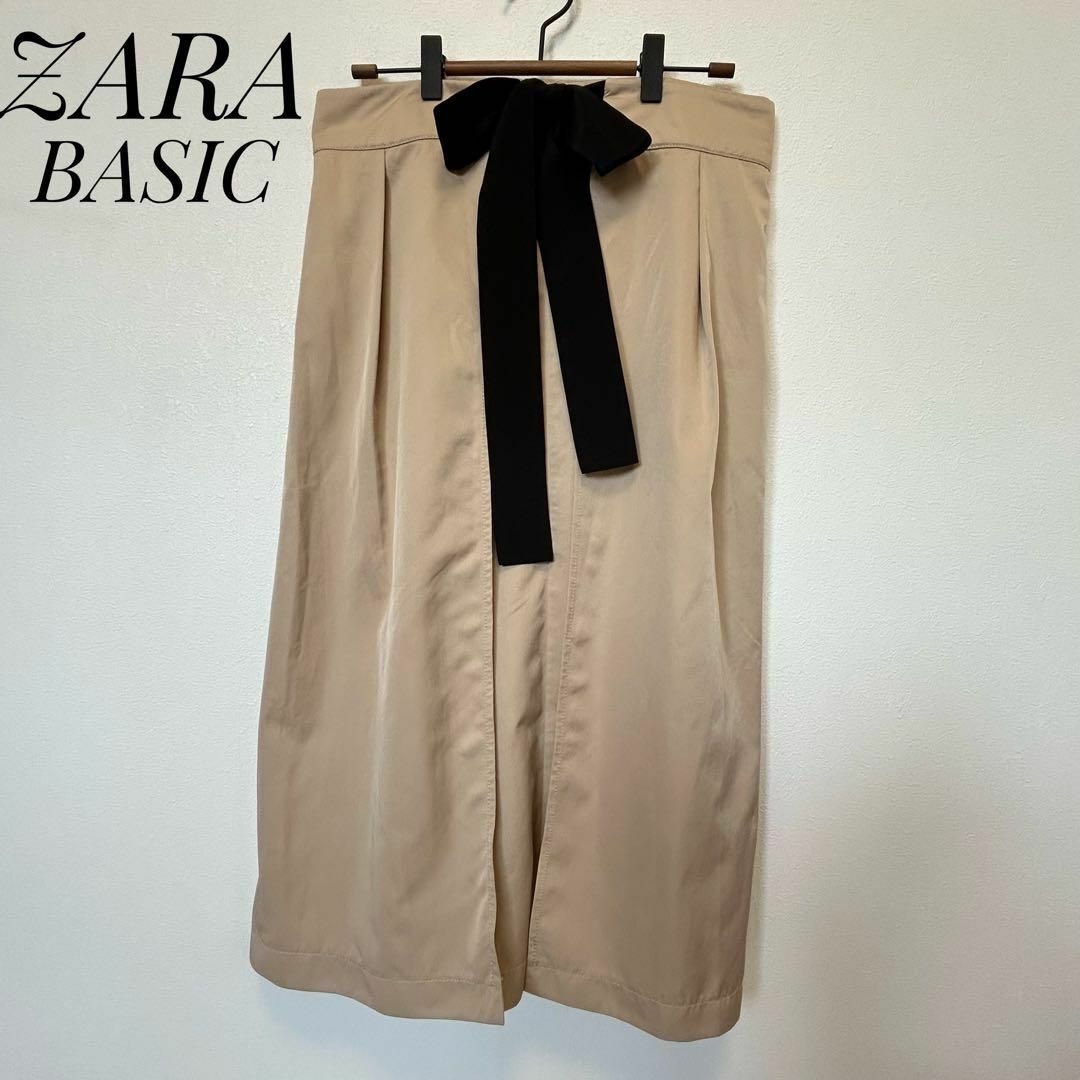 ZARA(ザラ)の【美品】ZARA BASIC ザラベーシック　ラップロングミモレスカート　L レディースのスカート(ひざ丈スカート)の商品写真