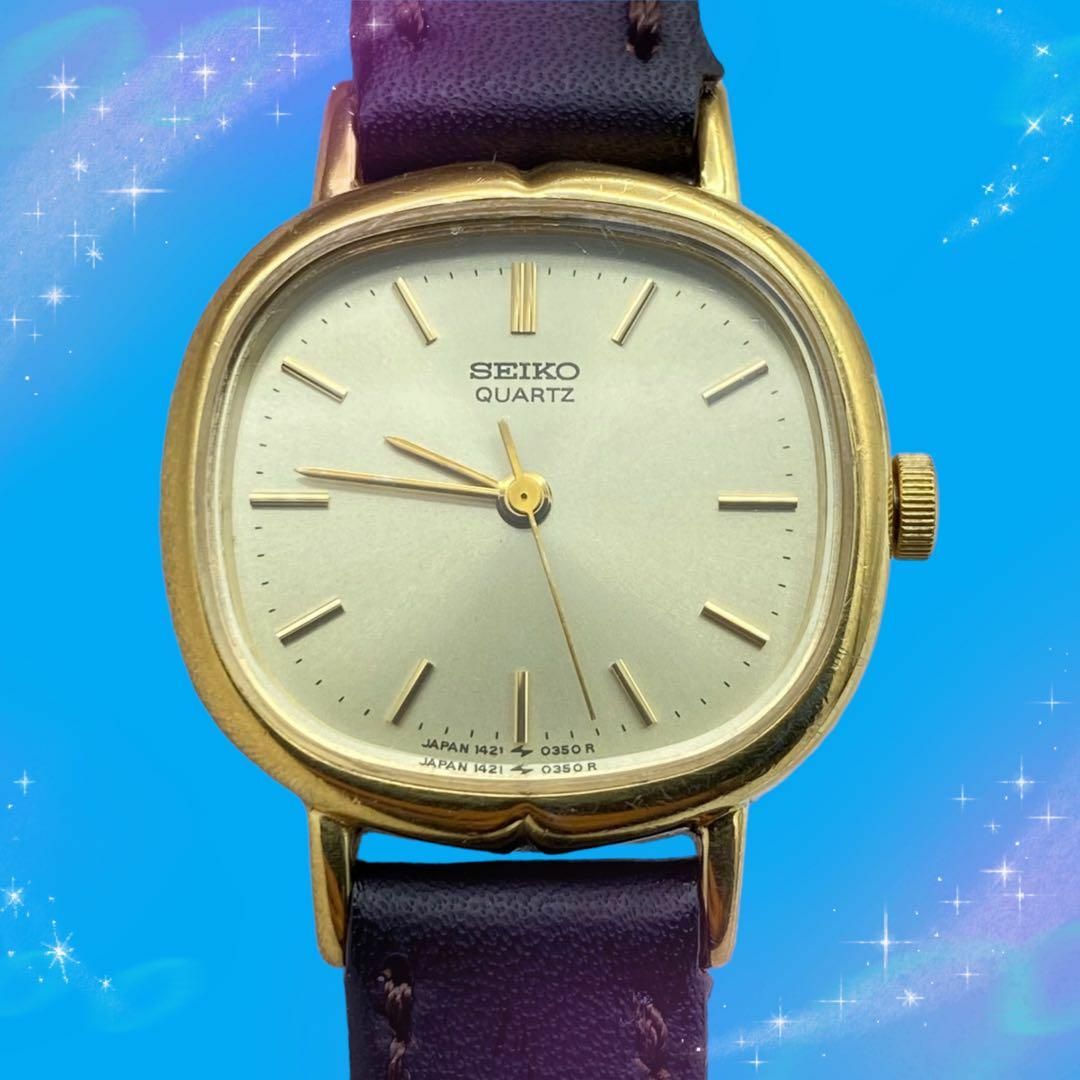 SEIKO(セイコー)の《美品　稼動品》　セイコー　防水　レディース腕時計　ゴールド文字盤　クォーツ レディースのファッション小物(腕時計)の商品写真