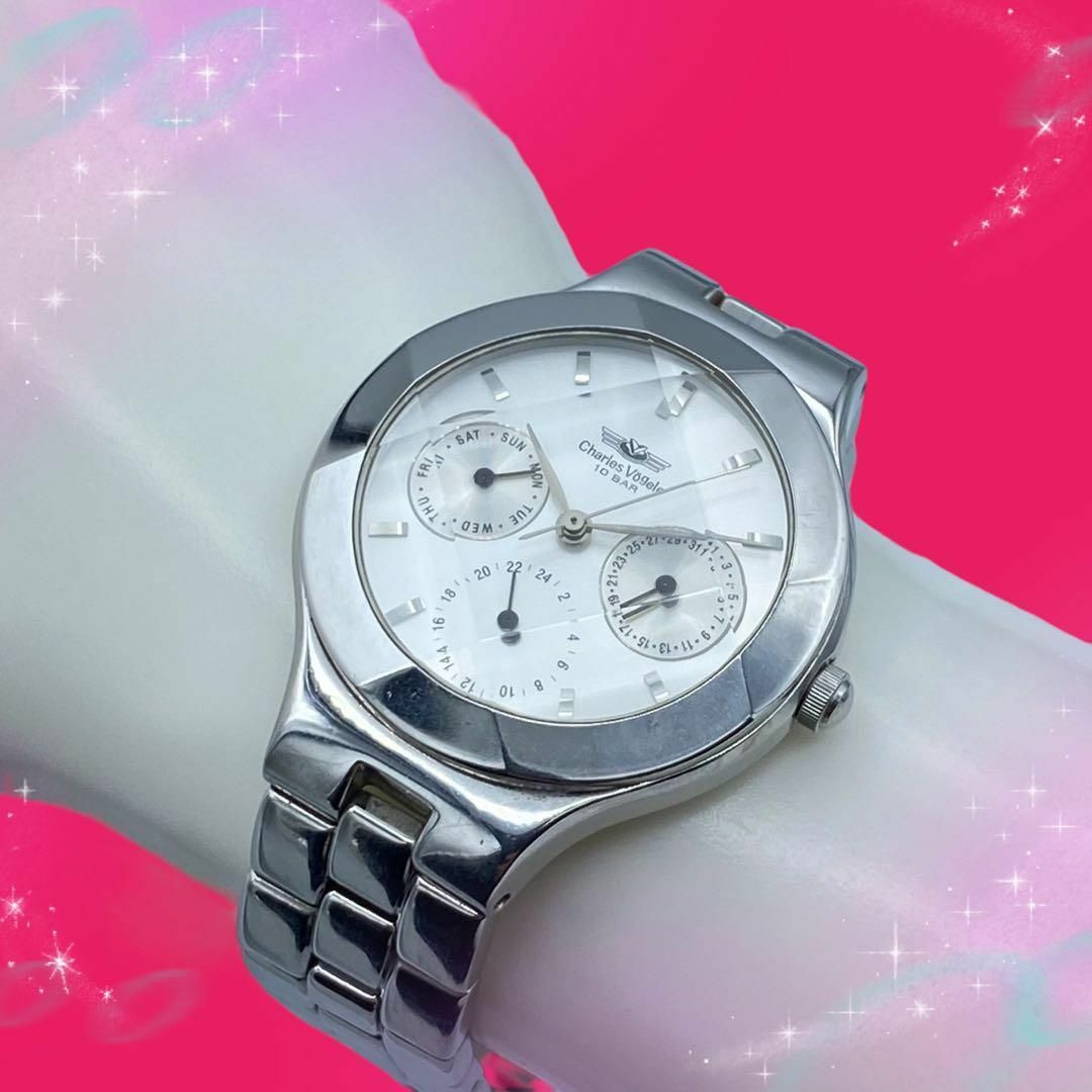 Charles Vogele(シャルルホーゲル)の《美品　稼動品》シャルルホーゲル　カットガラス　防水　レディース腕時計　クォーツ レディースのファッション小物(腕時計)の商品写真