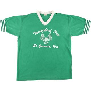 古着 80年代 sports wear Vネック 半袖 プリントTシャツ USA製 メンズM ヴィンテージ /eaa427753(Tシャツ/カットソー(半袖/袖なし))