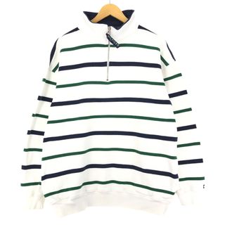 トミーヒルフィガー(TOMMY HILFIGER)の古着 00年代 トミーヒルフィガー TOMMY HILFIGER ボーダー柄 ハーフジップスウェットシャツ トレーナー メンズXL /eaa422202(スウェット)