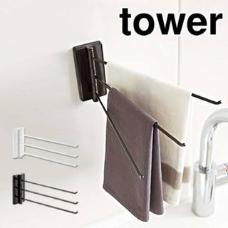 山﨑実業　ウォール布巾ハンガー ブラック (TOWER)(キッチン収納)