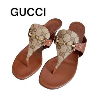 Gucci - GUCCI グッチ トングサンダル ブラウン ベージュ 138504 7C