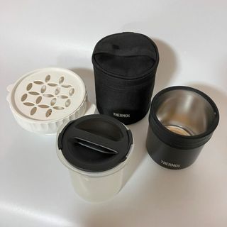 サーモス(THERMOS)のTHERMOS ご飯が炊ける弁当箱 保温バック セット ブラック【k650】(弁当用品)