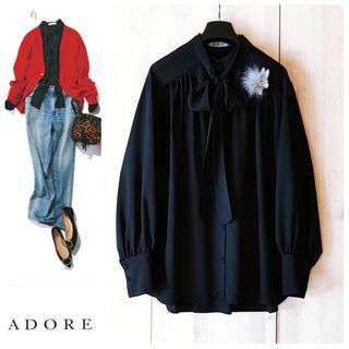 アドーア(ADORE)の◆幻◆ 希少美品　ADORE 定価3.4万円　ライトジョーゼットボウタイブラウス(シャツ/ブラウス(長袖/七分))