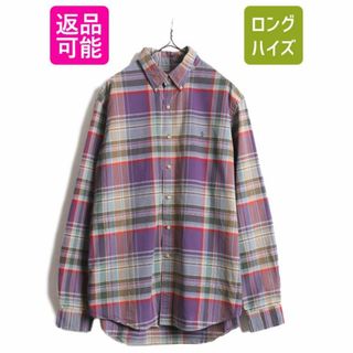 ラルフローレン(Ralph Lauren)の90s ラルフローレン チェック 長袖 ボタンダウン シャツ メンズ XL / 古着 90年代 オールド ポロ ワンポイント 長袖シャツ 大きいサイズ BD(シャツ)