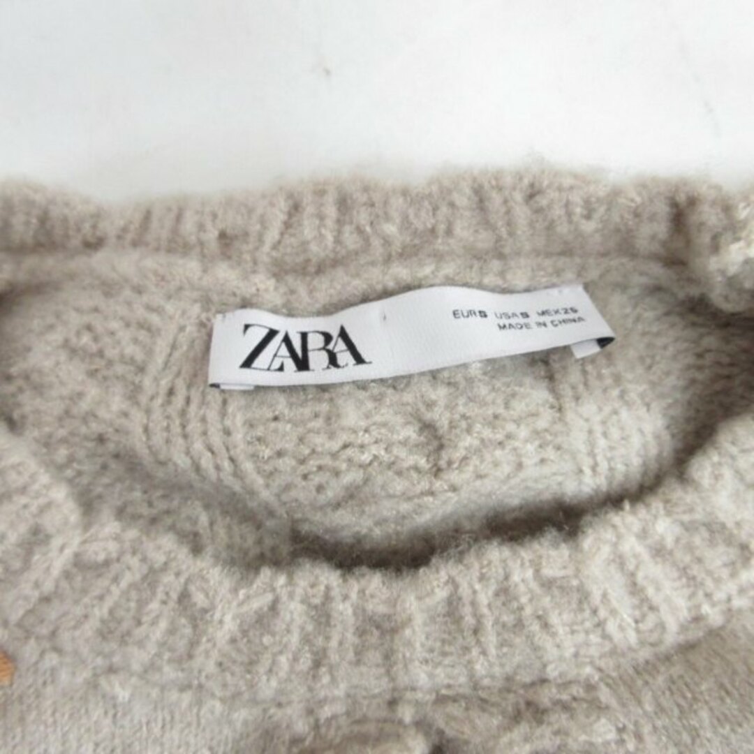 ZARA(ザラ)のザラ ZARA ニット セーター つけ襟 花柄 長袖 ベージュ S ■GY31 レディースのトップス(ニット/セーター)の商品写真