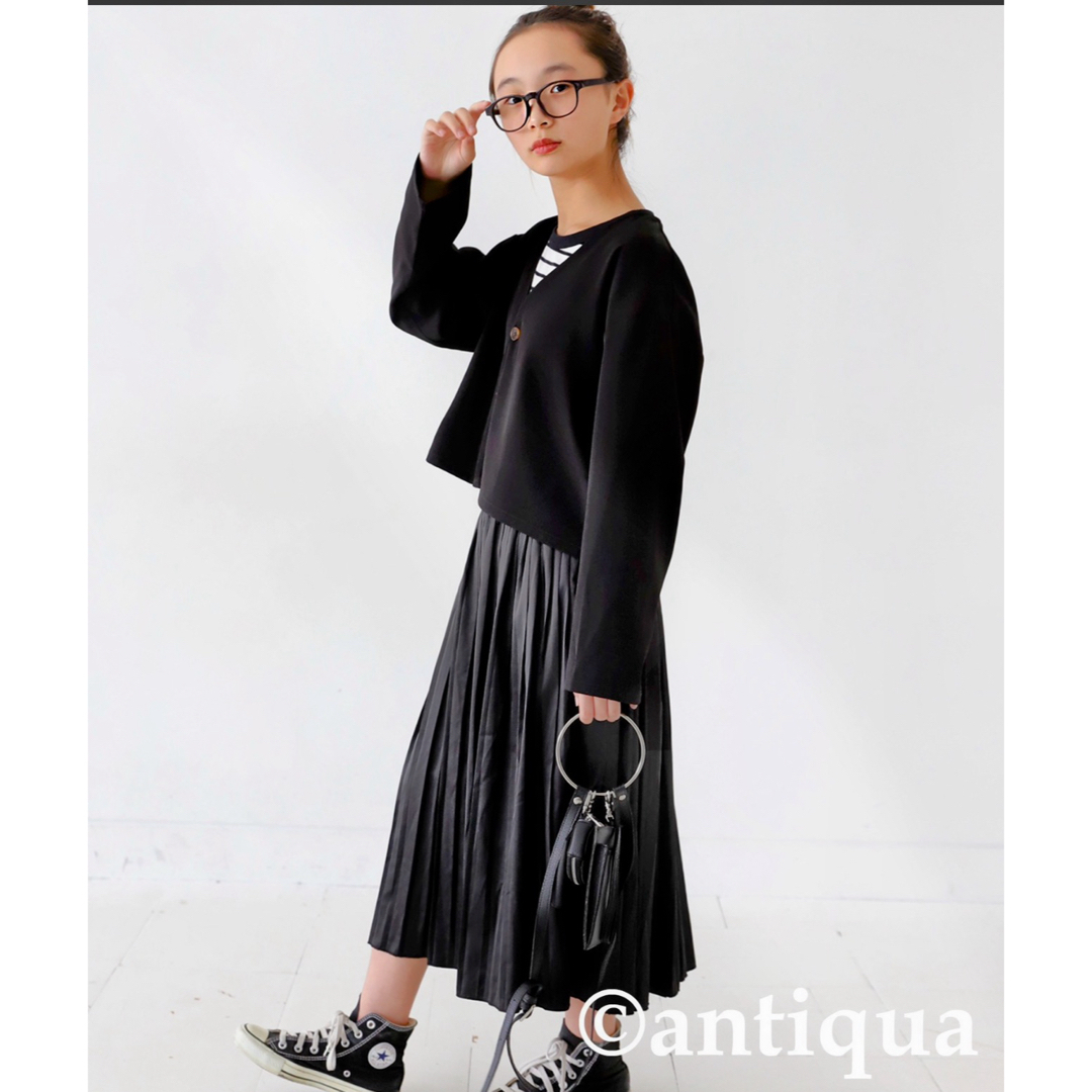 antiqua(アンティカ)のアンティカ　ノーカラー　ショートジャケット キッズ/ベビー/マタニティのキッズ服女の子用(90cm~)(ジャケット/上着)の商品写真