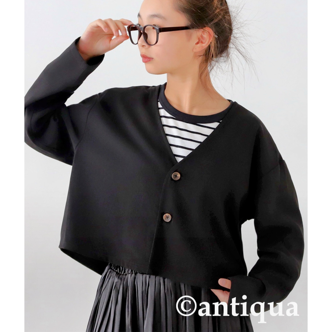 antiqua(アンティカ)のアンティカ　ノーカラー　ショートジャケット キッズ/ベビー/マタニティのキッズ服女の子用(90cm~)(ジャケット/上着)の商品写真