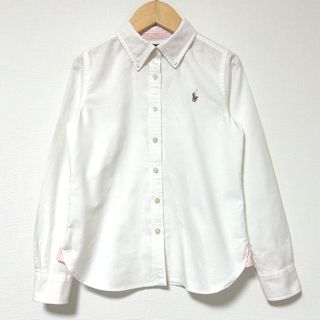 Ralph Lauren - ラルフローレン 130 白シャツ 長袖ブラウス フォーマル 女の子 ピンク