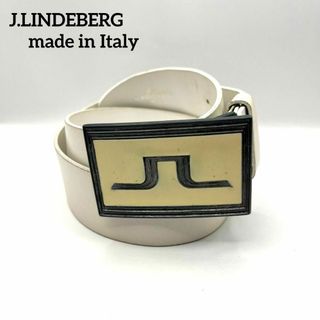 ジェイリンドバーグ(J.LINDEBERG)のJ.LINDEBERGリンドバーグ 白 本革 ベルト バックル ゴルフウェア(ベルト)