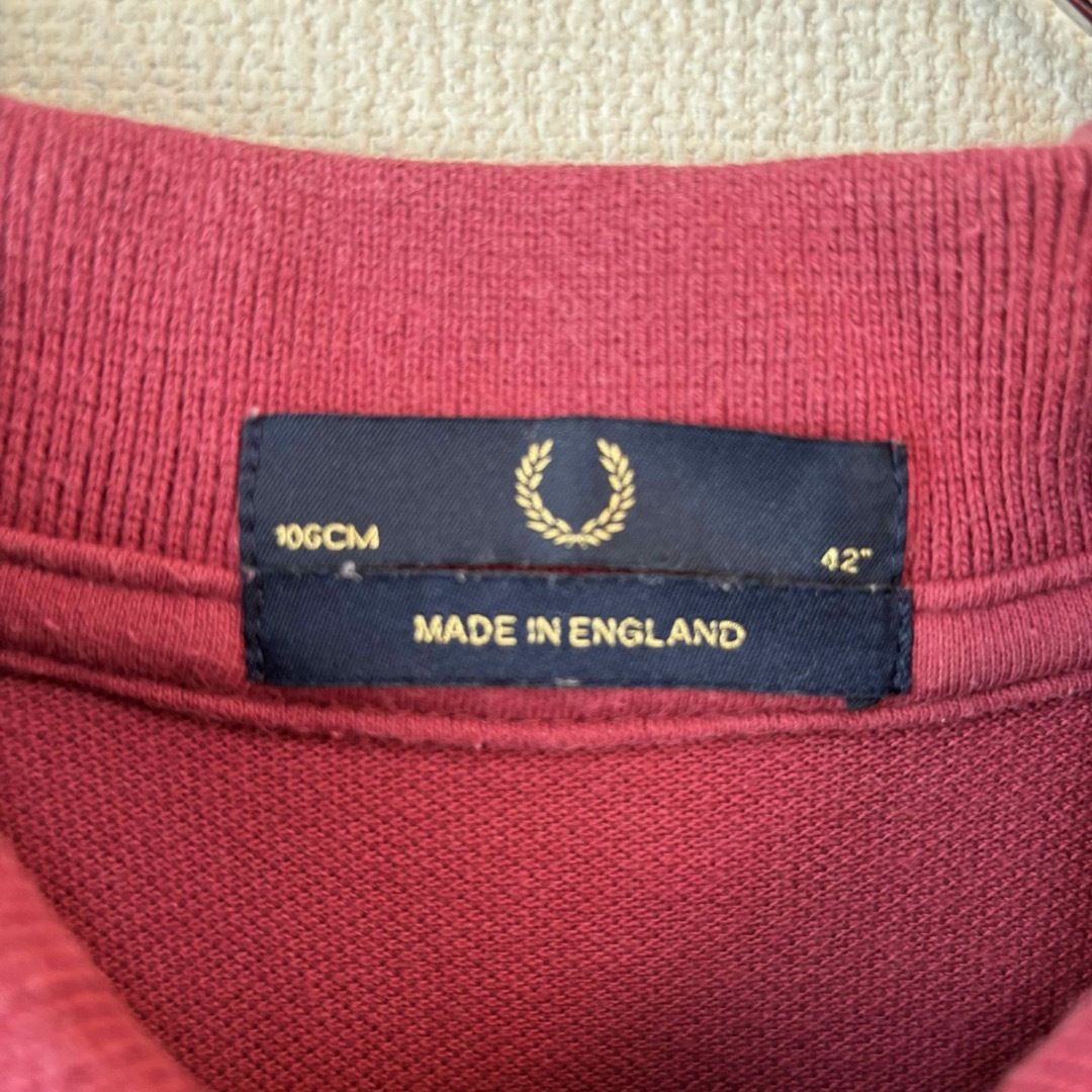 FRED PERRY(フレッドペリー)の人気　フレッドペリー　ポロシャツ　英国製　赤　白　水色　42  XL 古着 メンズのトップス(ポロシャツ)の商品写真