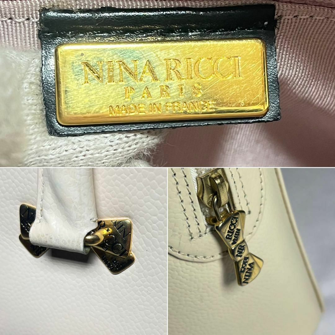 NINA RICCI(ニナリッチ)のNina Ricci ニナリッチ ハンドバッグ 白 クリーム色 リボン レディースのバッグ(ハンドバッグ)の商品写真