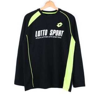 ロット 長袖Tシャツ ロゴT サッカー スポーツウエア メンズ Lサイズ ブラック×イエロー lotto(Tシャツ/カットソー(七分/長袖))